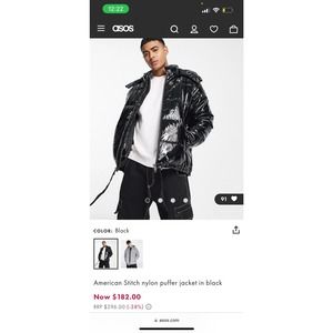 Mens American Stitch nylon puffer jacket black